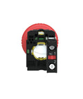 Rear view of Red 22mm Emergency Stop Push Button Plastic Maintained Push Turn To Release Panel Mount Safety Switch