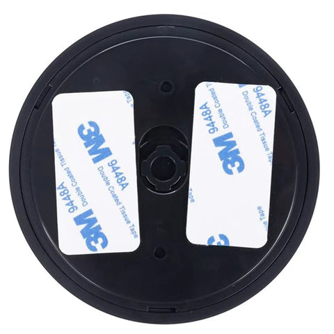 Base view of 9-LED Anywhere Light XB Black 3 Pack with adhesive strips for easy install, showing 3M double-coated tape.