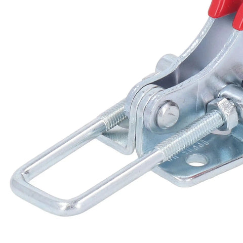 Heavy Duty Toggle Latch Clamp With Adjustable Design For Quick Fixing, Features High Strength Hot Rolled Steel Build To Hold Up To 320KG With Flexible Tension Control For Doors And Gates Without Any Issues. close-up of adjustable hot rolled steel latch clamp