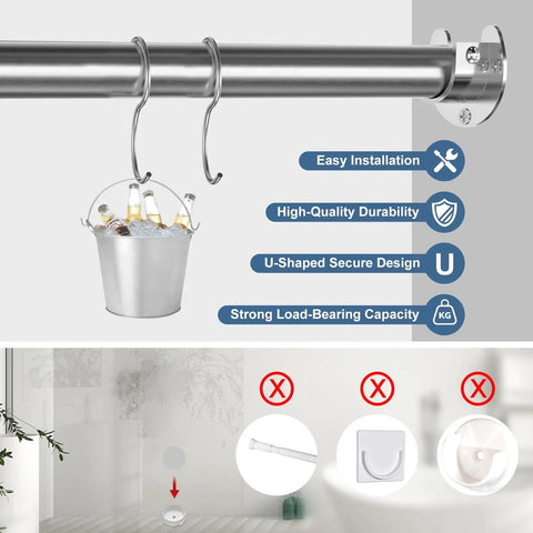 Tough As Nails Six Pack Stainless Steel Closet Rod Brackets U Shaped Heavy Duty Flange Sockets supporting a bucket of drinks.