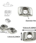 Heavy Duty M4 T Slot Nuts Set 100 Pieces Nickel Plated Carbon Steel Half Round Sliding Fasteners with Measurements for 2020 Profiles