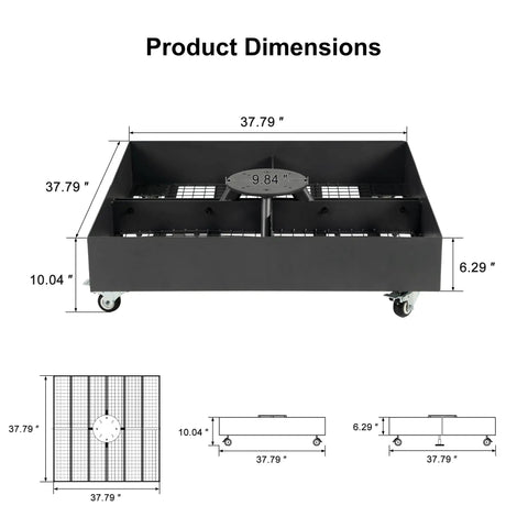 Dimensions of Patio Umbrella Base WK4500 With 4 Lockable Wheels 1100 Lbs Heavy Duty Steel Weighted Base For Cantilever Offset Umbrellas.