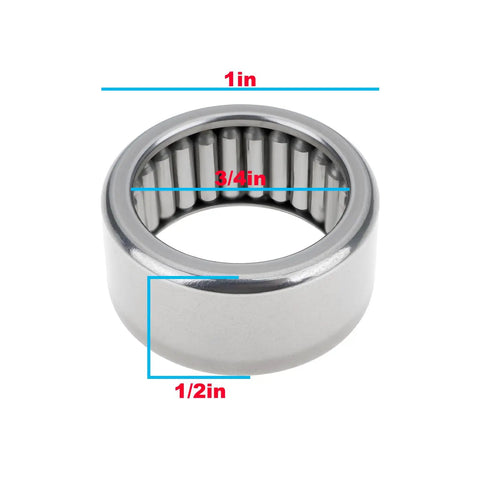 Image of Two Pack B-128 Needle Bearing Set In Bearing Steel Heavy Duty Three Quarters Inch Inner Diameter One Inch Outer Diameter Half Inch Width