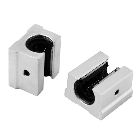 Heavy Duty SCS12LUU 300mm Linear Rails With SBR12UU Slide Blocks close-up of two aluminum bearing blocks