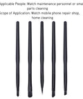 Watch Cleaning Brush Set With Storage Box 5 Piece Soft Bristle Gear for delicate watch care and repair, black handles