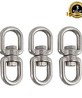 M8 Double Ended Swivel Eye Hooks Crafted From Premium 304 Stainless Steel Heavy Duty Shackles For Secure Towing And Rigging Built Tough With Rock Solid Rust Proofing Perfect For Boats And Work Trucks, 3 pack set.