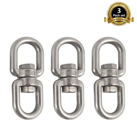 M8 Double Ended Swivel Eye Hooks Crafted From Premium 304 Stainless Steel Heavy Duty Shackles For Secure Towing And Rigging Built Tough With Rock Solid Rust Proofing Perfect For Boats And Work Trucks, 3 pack set.