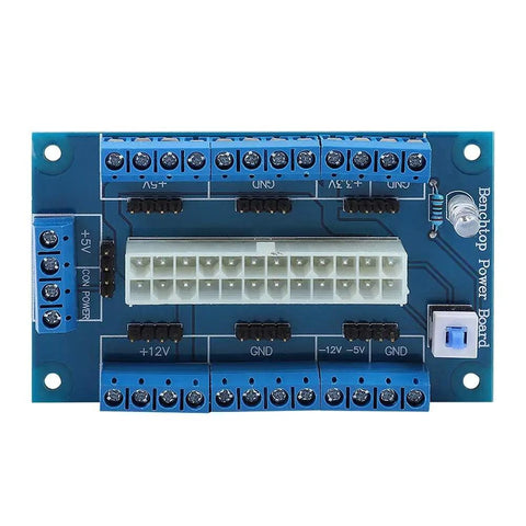 ATX Power Supply Bench Board 24 Pin 20 Pin 24Pin Adapter For PC Builds And DIY Testing With Lock Switch visible on top view