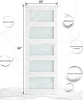 Pretty Dang Sleek Modern Glass Barn Door 36 By 84 Inches For Private Rooms featuring frosted panels and clear glass.