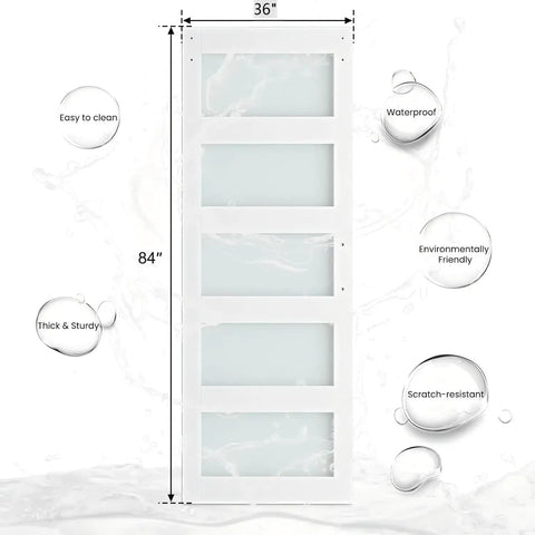 Pretty Dang Sleek Modern Glass Barn Door 36 By 84 Inches For Private Rooms featuring frosted panels and clear glass.
