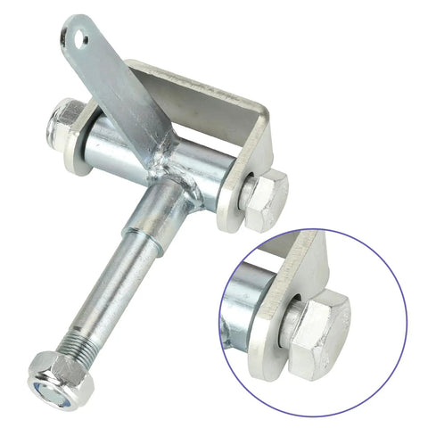 Go Kart Steering Spindle Bracket Set With Five Eighths Inch Axle And Rod End Ball Joint, steel, close-up view
