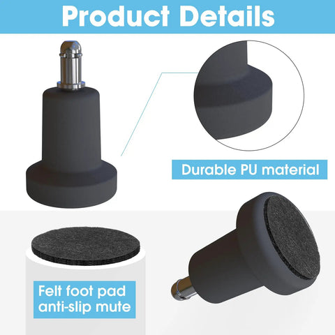 Heavy Duty Office Chair Glides Convert Swivel Casters To Stationary Feet For Gaming Or Desk Chairs with PU material and felt pad.