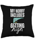 Hang Gliding Throw Pillow With Dope Funny Art For Men And Women My Hobby Includes Getting High Gift For Pilots And Glider Fans
