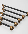10 Pack Black And Antique Brass Knurled Cabinet Pulls For Kitchen Cabinets Center To Center 96mm, matte black with brass accents