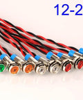 Ten Pack 6mm LED Indicator Lights For 12 To 24V AC DC Waterproof Signal Lamp With Wire Heavy Duty Metal Dash Lights