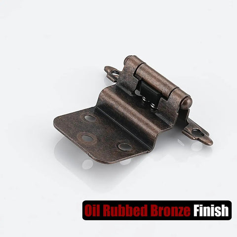 Oil rubbed bronze cabinet door hinge on white background