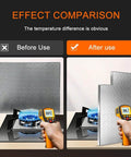 Effect comparison of Heat Shield Board For Kitchen And Grill, Aluminum Insulation Mat with oil guard before and after use, showing temperature difference