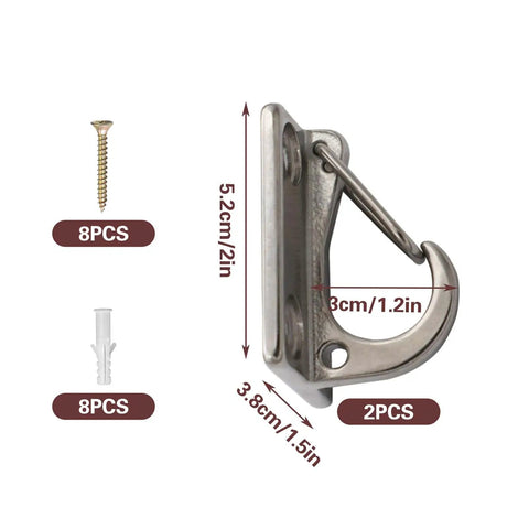 2 Pack Stainless Steel Wall Hooks For Dog Leashes Enclosed Parking Hook Wall Mounted With Screws For Easy Lead Management