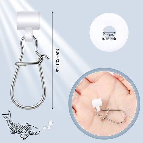 White Sinker Slides With Duo Lock Clips And Hooked Line Connectors 50 Pack Stainless Steel Fishing Sinker Sliders for anglers