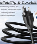 Three Prong Power Cable Replacement For ION Speaker Systems, PVC, coil showing plug and exposed wires, Six Foot Cord