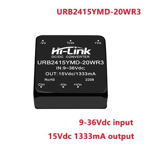 Top Tier Isolated Dc To Dc Converter 20W Power Supply Module with 9-36V input and 15Vdc 1333mA output.