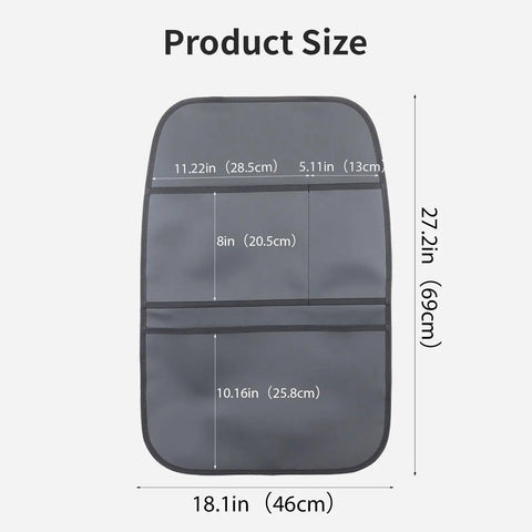 Dimensions of Waterproof Leather Back Seat Protector With Three Storage Pockets Anti Kick Mat For Kids And Pets Universal Car Seat Organizer