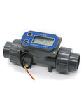 Turbine Flow Meter With Digital LCD Display For Water On PVC Pipe Irrigation, Easy Install, NPN Sensor, gray unit
