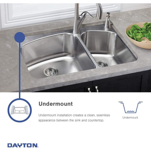 Dayton DXUH2118 Single Bowl Undermount Stainless Steel Kitchen Sink with Seamless Countertop Look in kitchen display