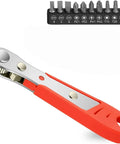 Compact Mini Ratchet Screwdriver Set With L Shaped Wrench For Tight Spaces And Narrow Areas, showing handle and 10 socket heads