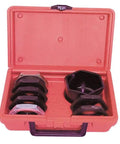 Pro-Grade 8 Piece Floating Axle Housing Re-Threader Die Set With One Half Inch Drive in durable plastic case, open view