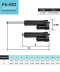 Heavy Duty 12V Linear Actuator With 16 Inch Stroke And 2000 Lbs Lift Capacity IP67 Water Resistant Brushed DC Motor dimensions