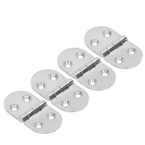 Straight Up Tough Thickened Oval Door Hinges Built From Rust Proof Stainless Steel With A Crisp Mirror Shine Legit Made For Nautical Upgrades And Heavy Daily Swings Includes A Solid Four Piece Set, showing four mirrored stainless steel hinges.