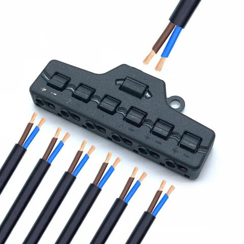 Two Pack 6 Port Wire Connector Splitter Distributor 1 In 6 Out Quick Push In Terminal Block TL-106 Parallel Constant Voltage Type