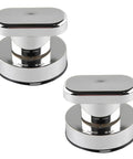 Two Pack Suction Cup Door Handle No Drilling Install For Shower Glass Doors Cabinets And Mirrors 62x50mm Silver Easy Press Lock And Turn For Secure Hold chrome suction handles set, front view