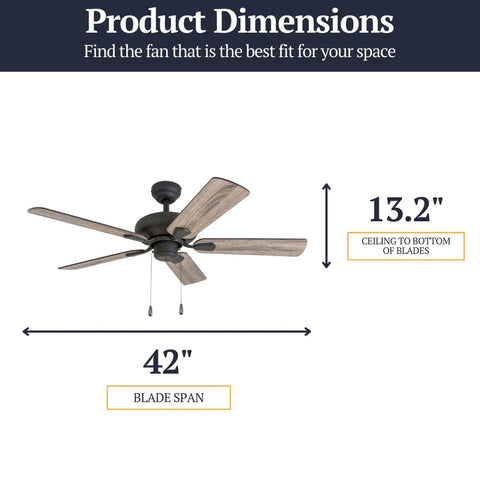 Bronze Farmhouse Ceiling Fan With No Light Pull Chain Three Mounting Options 5 Dual Finish Blades With Reversible Motor