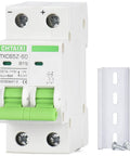 12V-110V DC Miniature Circuit Breaker, 15 Amp 2-Pole Battery Protector with DIN Rail Mount