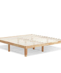 Heavy Duty King Size Wood Platform Bed Frame With Bulletproof Rubber Wood Construction And Slick Natural Finish No Box Spring Needed