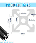 Ten Pieces Of 1000 MM 2020 Aluminum Extrusion European Standard Anodized Linear Rail dimensions diagram
