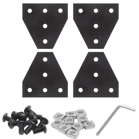 4 Pack 2020 T Shape Joint Plates For Aluminum Extrusion T Slot Corner Brackets With Five-Hole Design 6mm Slot 90 Degree Connector Black