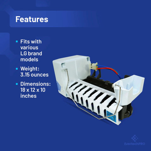Ice Maker Assembly Kit Replacement For LG Refrigerator 5989JA0002N 5989JA0002U 5989JA0002P 2650757 Durable Premium OEM
