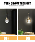 Gold Crystal Teardrop Pendant Light For Kitchen Island Adjustable Height Sleek Modern LED Hanging Fixture On and Off
