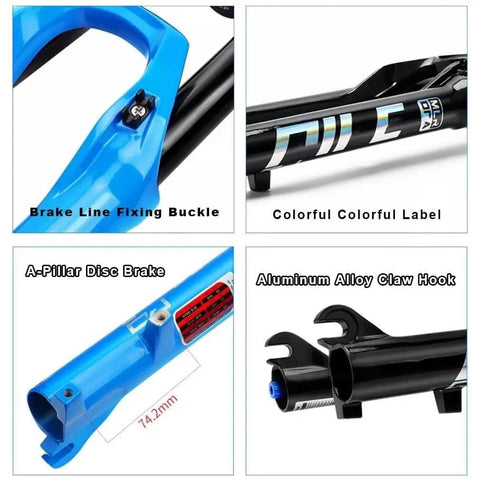 Beefed Up Front Fork For Mountain Bikes With Damping And Disc Brake Compatibility, A-Pillar Disc Brake, Aluminum Alloy Claw Hook
