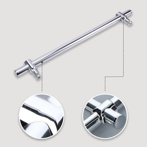 Stainless Steel Shower Door Handle For Glass Enclosures Built Tough Grab Bar With Adjustable Hole Distance 304 Grade Durable Bathroom Accessory Includes Hardware 250mm Length, chrome finish