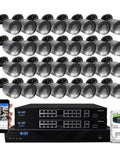 4K Ultra HD Security System With 32 Channel PoE NVR And 32 Beefed Up Weatherproof 8MP AI Cameras For Face, Human, And Vehicle Detection