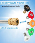 5-Pack with Beefy Universal Pressure Washer Nozzle Tip Set Five Pack With 0 Degree 15 Degree 25 Degree 40 Degree And 65 Degree Angles