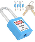 Heavy Duty Safety Lockout Tagout Padlock Size 1.5 Inches Six Pack Blue Nylon And Steel Body For Industry Use key set