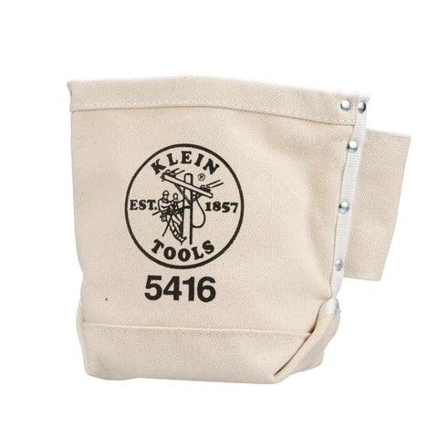 Front view of Small Tool Pouch For Bolt Storage With Bull Pin Loops On Each Side Built Tough In Durable No 4 Canvas With Belt Clip