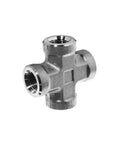 Badass 316 Stainless Steel Female Cross Fitting Quarter Inch NPT Hydraulic Pipe Fitting Pro Trade Grade Industrial Fluid Line Connector