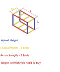 Diagram showing dimensions for building with Two Pack 20x20mm Aluminum Extrusion Profiles 31.5 Inch 800mm Black Anodized T Slot European Standard.