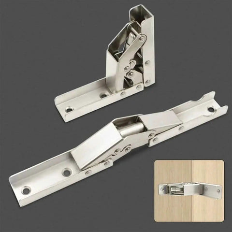 Adjustable Door Hinge Set Self Supporting Cabinet Door Flap 90 Degree Table Holder Hinge, heavy duty, silver metal